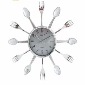 Relogio Parede Cozinha Decorativo Estilo Retro Design Elegante Com Talheres