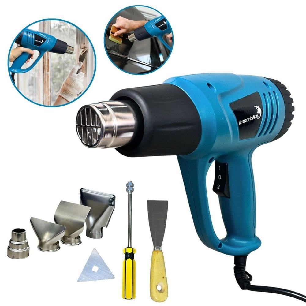 Soprador Térmico 2000W com 7 Acessórios 2 Temperaturas 350° 600° Cabo 1.7m Importway Iwsta