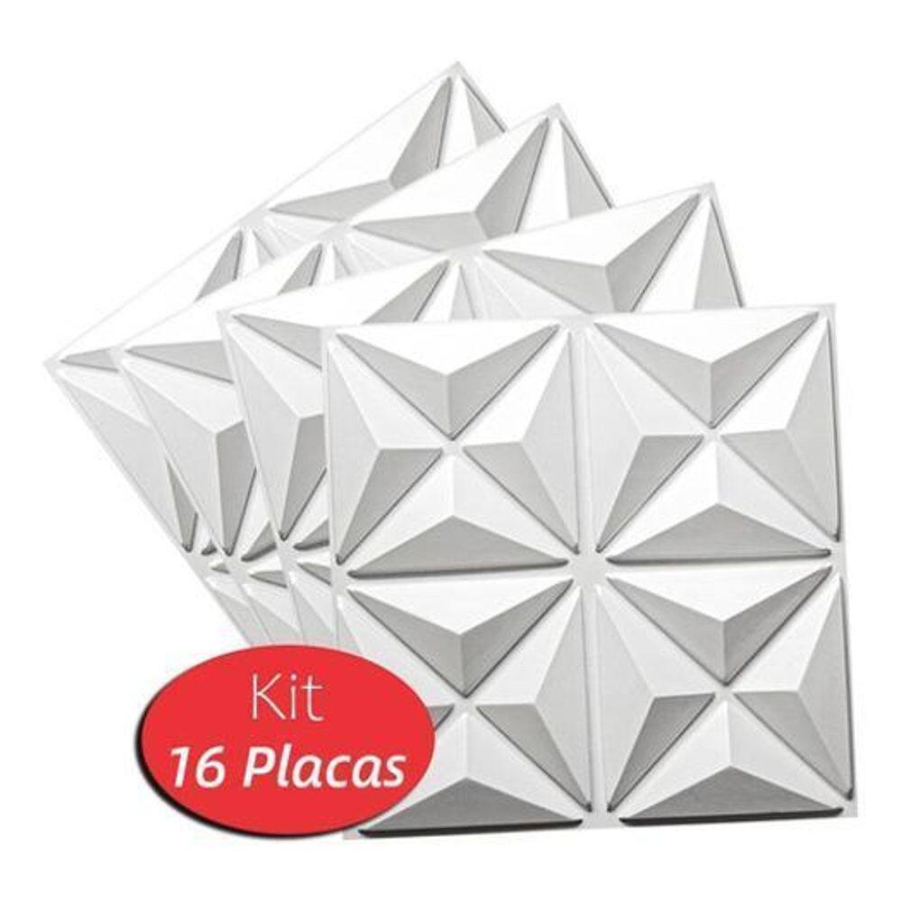 16 Placas Decorativas 3D Plástico 50X50Cm Teto Mini Estrelar