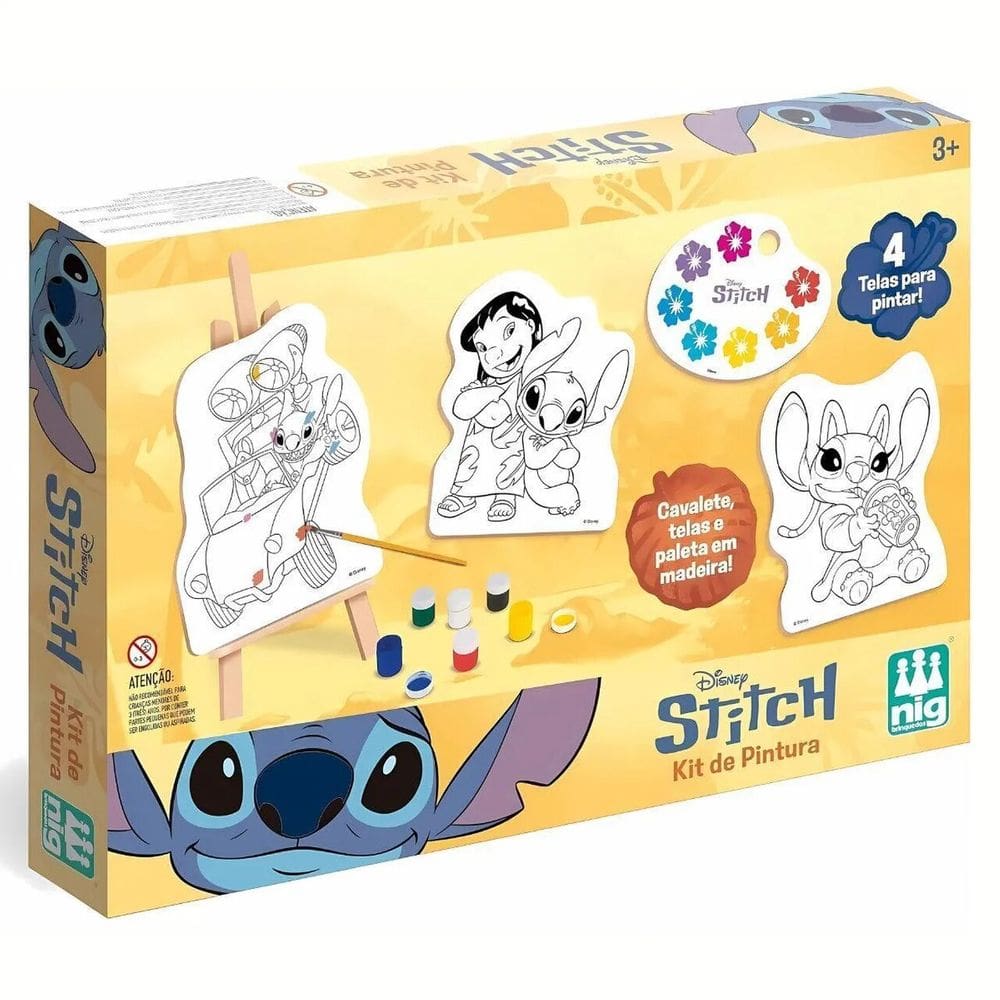 Kit De Pintura Infantil Com Cavalete Stitch Disney Nig 4102