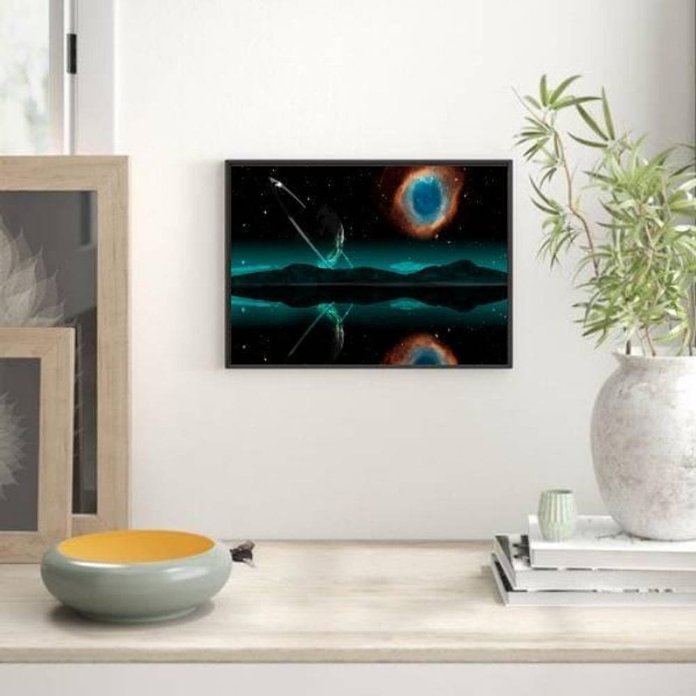 Quadro Fotografia Planetas 33X24Cm Com Vidro - Madeira Preta