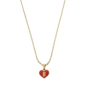 Colar Cartier 45Cm Coração Vermelho Letra B Banhado Ouro 18K