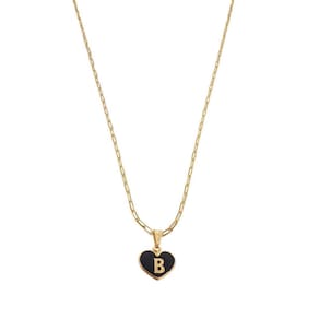 Colar Cartier 50Cm Coração Negro Letra B Banhado Ouro 18K