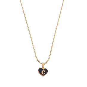 Colar Cartier 45Cm Coração Negro Letra C Banhado Ouro 18K