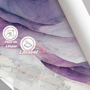 Papel De Parede Painel 3D Mármore Branco E Roxo Viníl 4M