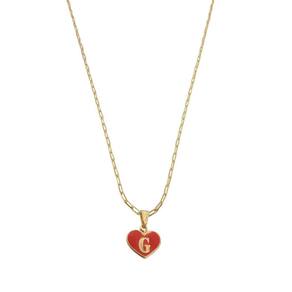 Colar Cartier 60Cm Coração Vermelho Letra G Banhado Ouro 18K