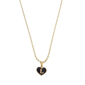 Colar Cartier 45Cm Coração Negro Letra L Banhado Ouro 18K