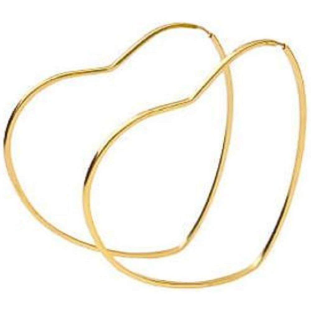 Brinco Argola Coração Médio Em Ouro 18K