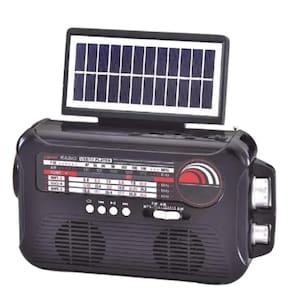 Radio Caixa De Som Placa Solar Bluetooth Lanterna Camping Portatil Emergencia Am Fm Usb Sd Praia Retro Bivolt