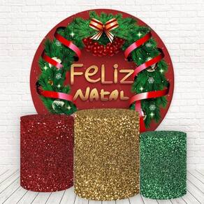 Painel Redondo E Capas Tecido Sublimado Natal Fkpc-1019