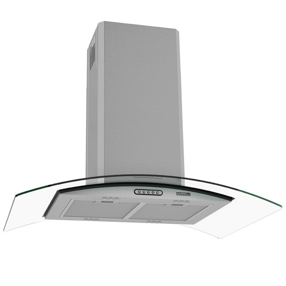 Coifa Ilha Nardelli Civc Vidro Curvo Inox