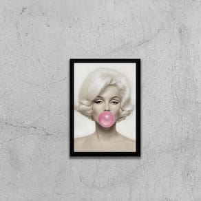 Quadro Marilyn Monroe Chicletes 45X34Cm Com Vidro Preta