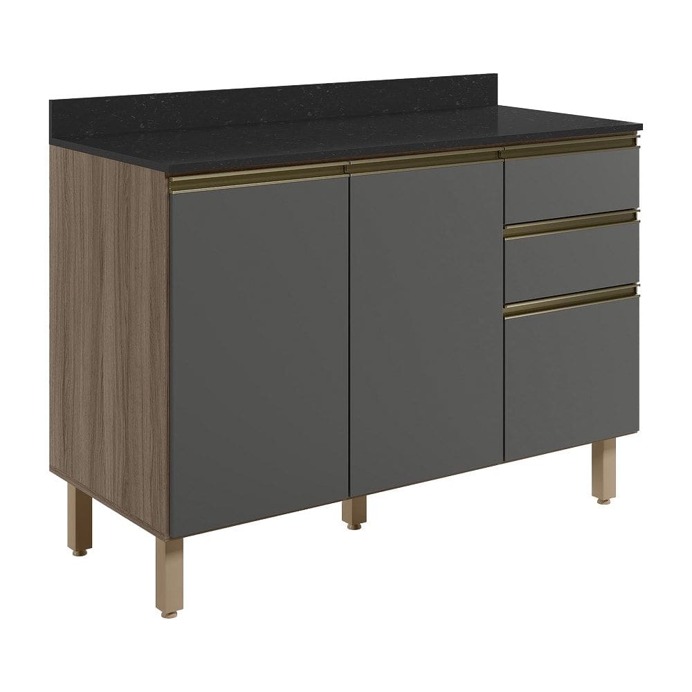 Balcao Com Tampo 2P 3G 120cm MDF Kali 16417 Carvalho Toq Chumb0 Nicioli