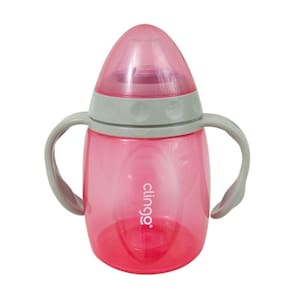 Copo De Transição Bebês Com Alça Dupla Bico Em Silicone Macio Anti-vazamento Rosa