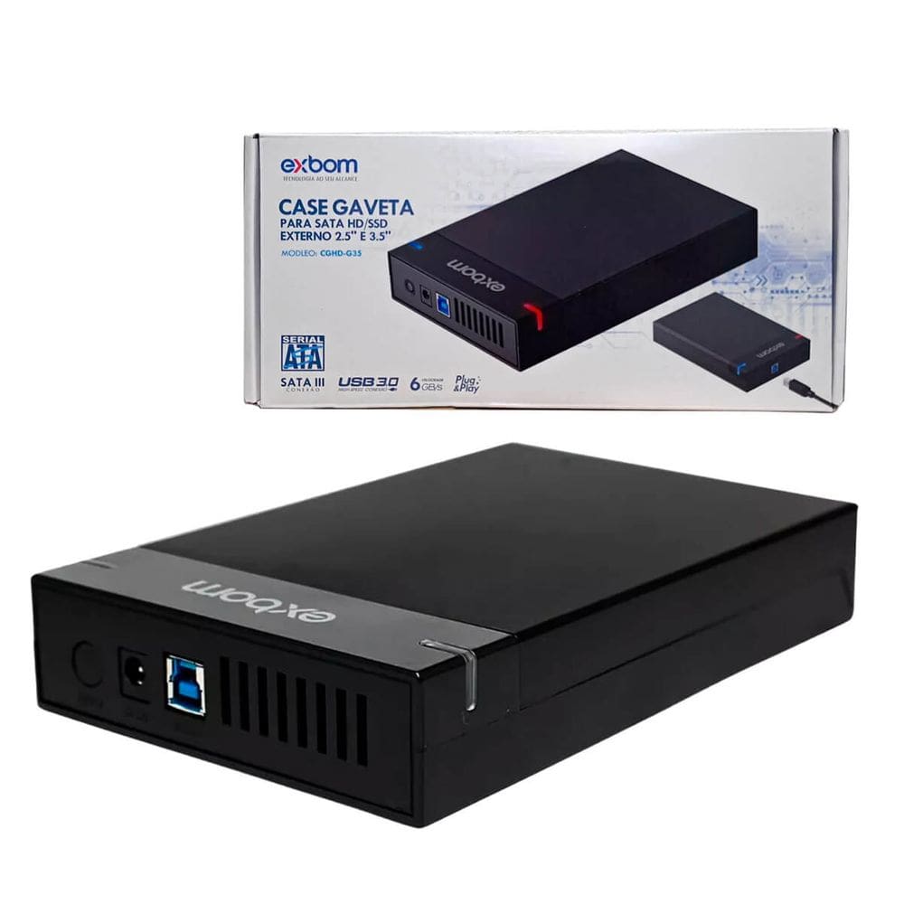 Case Externo para HD/SSD SATA | Suporta até 10TB | Conexão USB 3.0 | Transferência Rápida 6Gbps | Compatível com Vários Sistemas