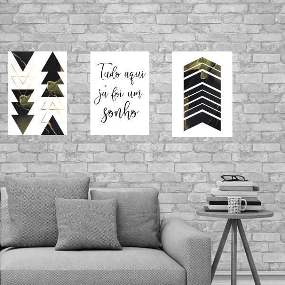 Kit 3 Placas Tudo Aqui Já Foi Um Sonho 18X27Cm
