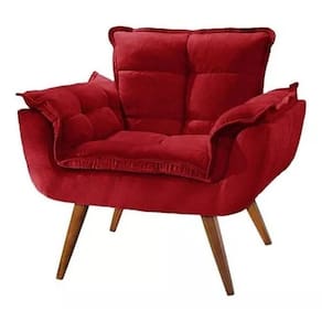 Poltrona Opala Decorativa Reforçada Recepção Suede Vermelho