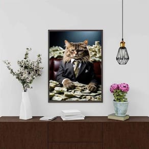 Quadro Decorativo Gato Rico 24X18Cm