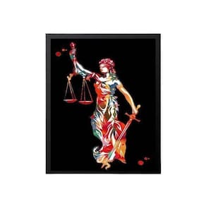 Quadro Decorativo Deusa Da Justiça Moldura Preta 24X18Cm