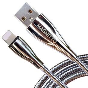 Cabo carregador MAGNITTO Cabo trançado de metal USB 1m prateado
