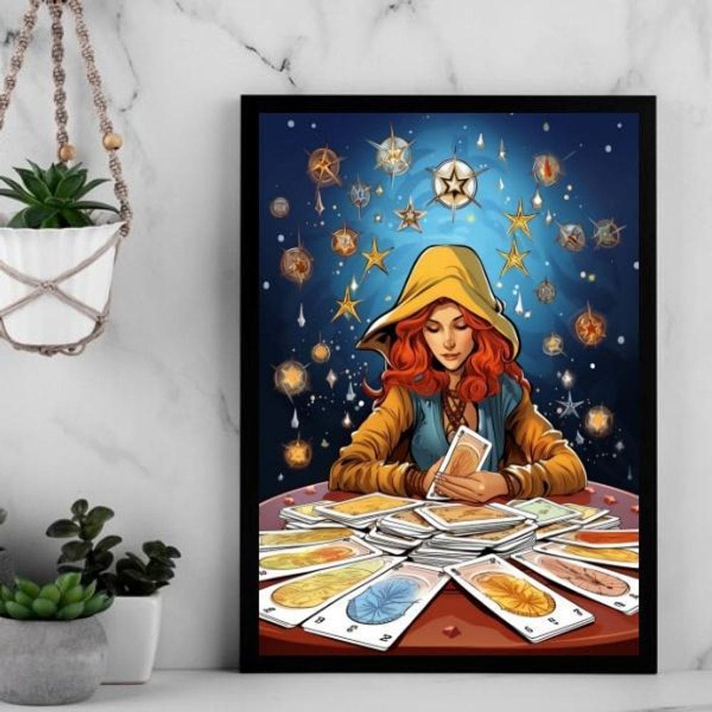 Quadro Taróloga - Cartomante 33X24Cm - Com Vidro