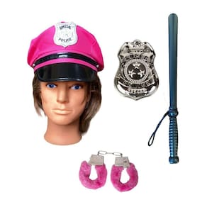 Kit Completo Policial Feminino Rosa Quepe Boina+Acessórios