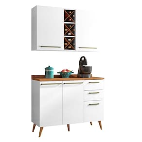 Armário De Cozinha 4 Portas 3 Gavetas 1,20M Branco