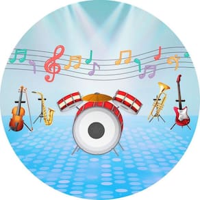 Painel Redondo Tecido Sublimado 3D Musical Frd-5793