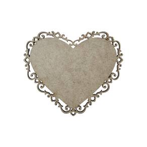 Placa Mdf Cru Artesanato Design Coração Aramado Perola 35Cm
