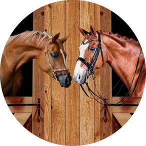 Painel Redondo Tecido Sublimado 3D Cavalos Country Frd-5870