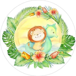 Painel Redondo Tecido Sublimado 3D Safari Baby Frd-5698