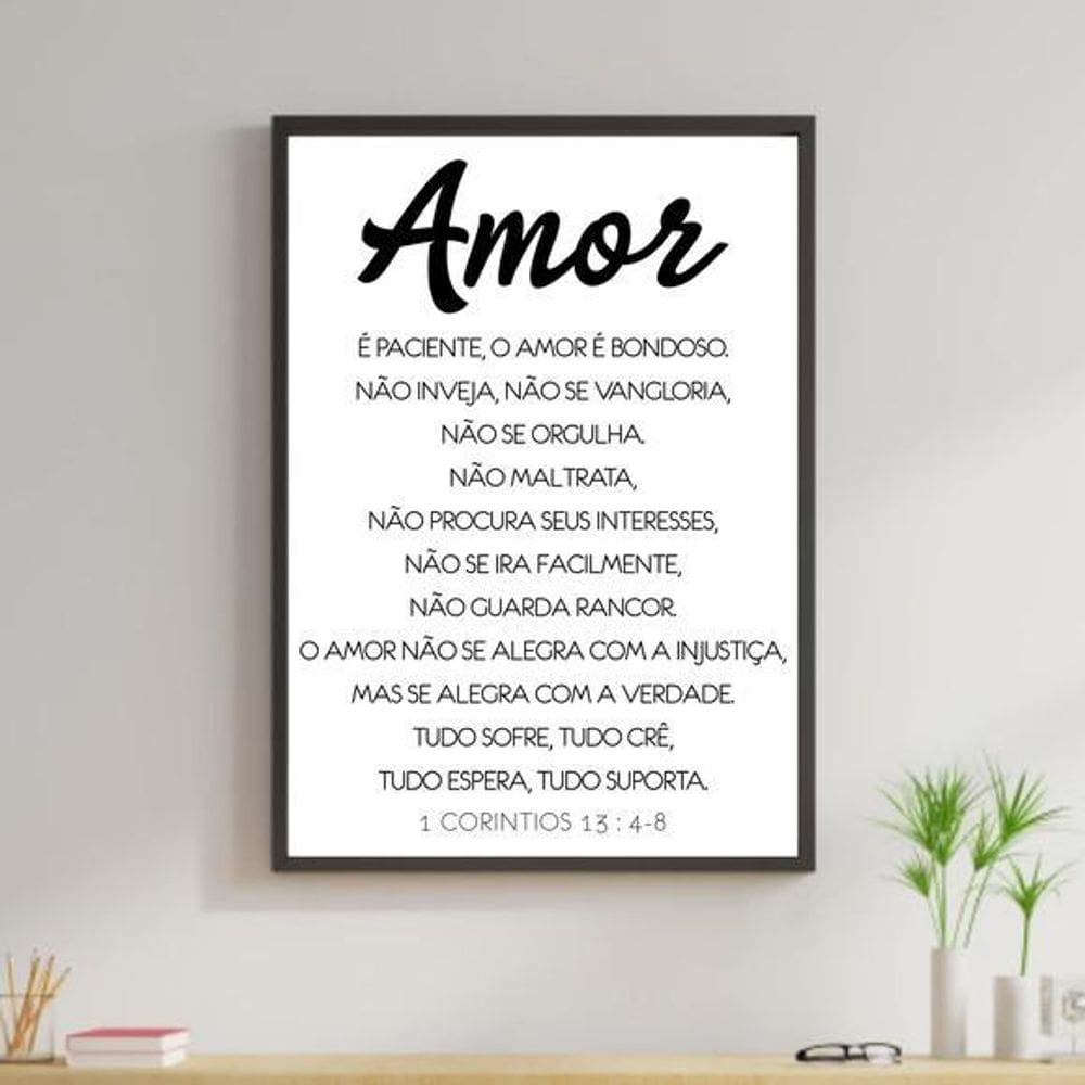 Quadro O Amor É Paciente 33X24Cm - Com Vidro