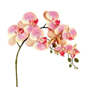 Orquídea Salmão 3D 103X16Cm Planta Artificial Toque Real