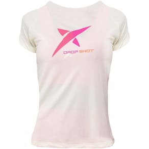 Camiseta Drop Shot Game 2.0 Off White e Rosa Feminina