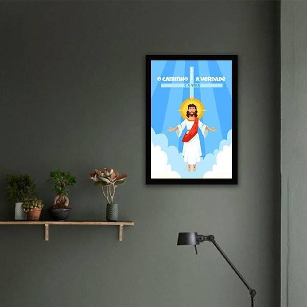 Quadro O Caminho, A Verdade E A Vida 24X18 Com Vidro Preta
