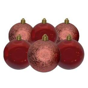 Kit Bola De Natal 8Cm Vermelha Textura Com 6Und Cromus