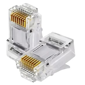 Conector Cristal RJ45 Cat5e/Cat6e EZ Exbom Vazado, CONT-RJ45V1K, 8P8C - Pacote Com 1.000 Unidades
