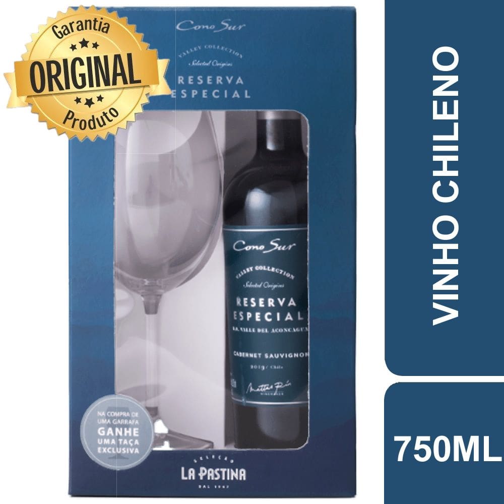 Vinho Cono Sur Reserva Especial Cabernet 750ml + Taça de Cristal