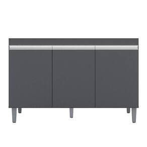 Balcão Gabinete Para Pia 120cm 3 Portas Sem Tampo Manu Cinza - Ajl Móveis