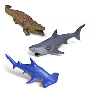 Kit Boneco Vinil Animais Marinhos Predadores Super Realistas