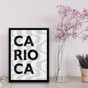 Quadro Calçada Copacabana Moldura Preta Com Vidro 45X34Cm
