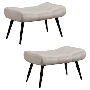 Kit 2 Puffs Decorativos Para Sala De Estar Pés Palito Lord Facto Dunas Pérola - Ibiza