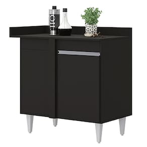 Balcão De Canto Reto Com Tampo 1 Porta Denver Preto - Lumil