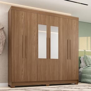 Guarda-roupa Casal 194,4cm 6 Portas 2 Gavetas Com Espelho