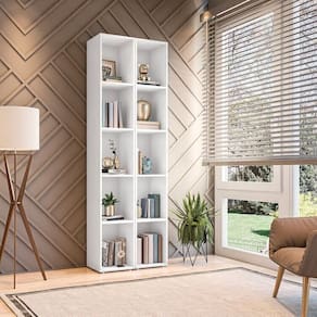 Conjunto 2 Estantes Horizontal ou Vertical 5 Nichos 186cmx60cm Liverpool Branco
