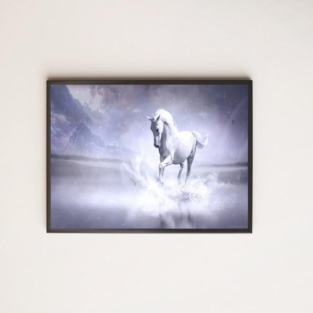 Quadro Decorativo Cavalo Branco 24X18Cm Preto