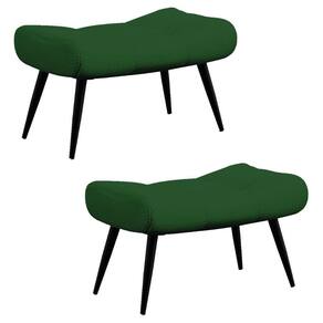 Kit 2 Puffs Decorativos Para Sala De Estar Pés Palito Lord Veludo Luxo Verde - Ibiza