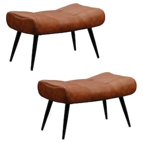 Kit 2 Puffs Decorativos Para Sala De Estar Pés Palito Lord Sintético Nozes - Ibiza