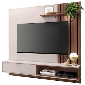Painel Bancada Suspensa Para Até 60 Pol. 160cm Ripado Palmas C05 Off White-nogueira - Mpozenato