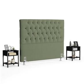 Cabeceira Casal Queen 160cm Cristal Boucle Oliva E 2 Mesas Laterais Plaza Lc1 Preto - Mpozenato